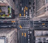 Luchtfoto van gele taxi's op 5th Avenue in New York City  - Fotobehang (in banen) - 350 x 260 cm