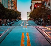Steile heuvel op California Street in San Francisco - Fotobehang (in banen) - 250 x 260 cm