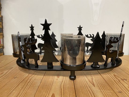 Décoration de Noël avec bougeoirs noir grand