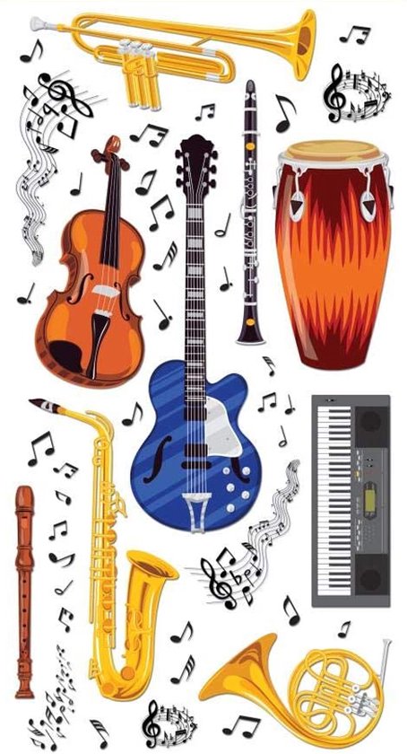 Set Muziekinstrumenten Stickers - 6 vel Muziekstickers - 270  Muziekinstrumenten... | bol.com