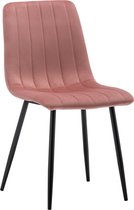 IN-HOME Eetkamerstoelen Set van 4 Farris - Roos - Metaalpoot - Fluweel - Velvet eetstoel