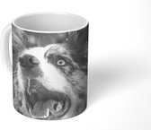 Mok - Koffiemok - Dierenportret Bordercollie in zwart-wit - Mokken - 350 ML - Beker - Koffiemokken - Theemok