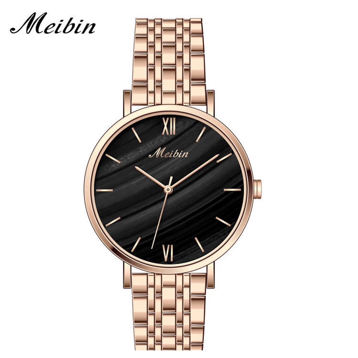 Longbo - Meibin - Dames Horloge - Rosé/Zwart - 36mm