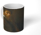 Mok - Koffiemok - Zittende man met een stok - Schilderij van Rembrandt van Rijn - Mokken - 350 ML - Beker - Koffiemokken - Theemok
