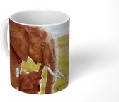 Mok - Koffiemok - Olifant - Gras - Jong - Slurf - Mokken - 350 ML - Beker - Koffiemokken - Theemok
