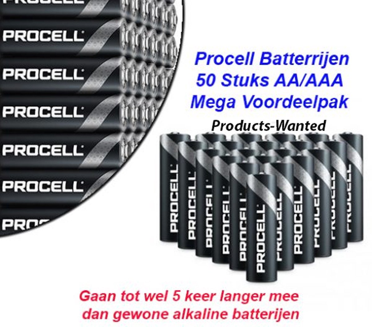 Procell 30 X AA + 20 X AAA Batterijen - Mega Voordeelpak -