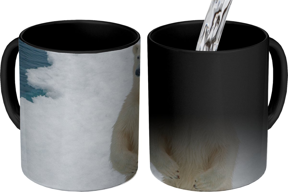 Magische Mok - Foto op Warmte Mokken - Koffiemok - IJs - IJsbeer - Winter - Magic Mok - Beker - 350 ML - Theemok