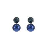 Biba oorbellen steker met glasparel blauw