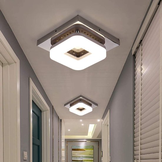 Laag versnelling nakoming Plenta Modern Vierkant Plafondlamp - Rond - Keuken - Gang - Metaal - LED -  Wit licht -... | bol.com