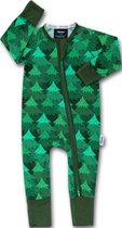 Zipster Pijnboom Groen - Baby Romper - Bamboe - Met 2-way ritssluiting - Maat Newborn