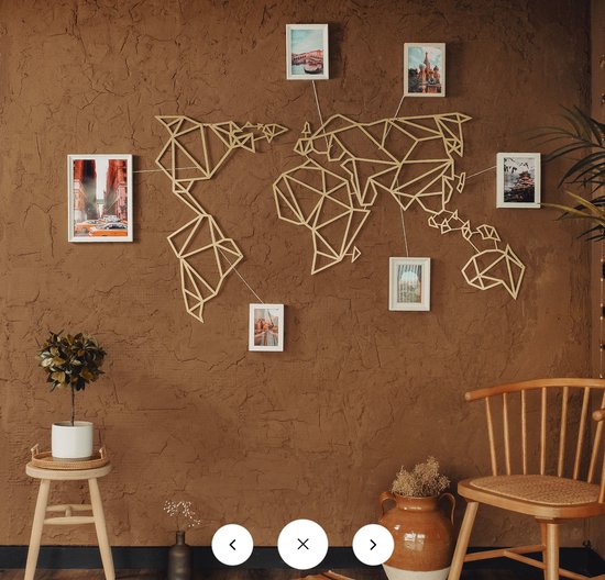 Carte du monde en métal doré - Carte du monde en métal doré - Déco murale  Hoagard |... | bol