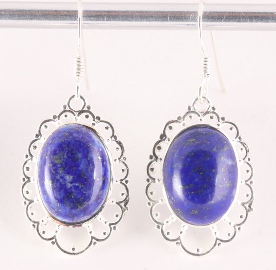 Boucles d'oreilles ajourées en argent avec lapis lazuli