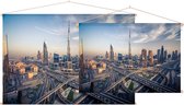 Drukke verkeersaders voor de Burj Khalifa in Dubai - Foto op Textielposter - 45 x 30 cm