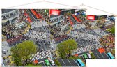 Indrukwekkend uitzicht op Shibuya Crossing in Tokio - Foto op Textielposter - 90 x 60 cm
