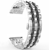 DrPhone 7 Kralen Fashion Strap – Horlogeband - Geschikt voor Apple Watch 38/40/41mm - Inclusief adapters – Zwart + Zilver