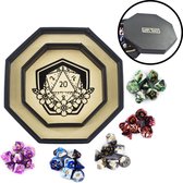 Lapi Toys - Dungeons and dragons essential kit - D&D polydice tray - Dnd dice tray - Dobbelsteenbak met deksel - Dobbelpiste - Rolling tray - Pitjesbak - Inclusief 5 sets dobbelste