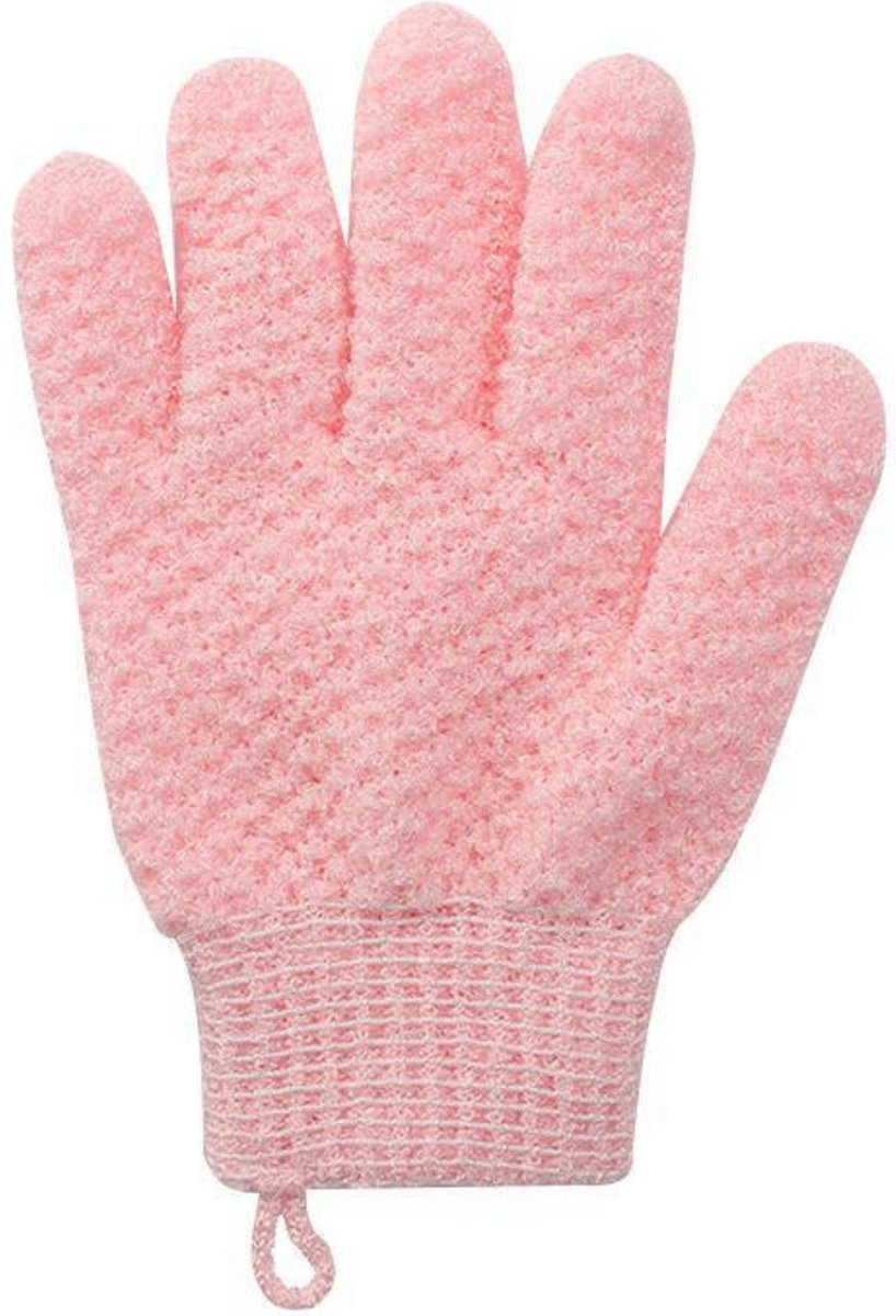 1 stuk - Exfolierende handschoen - Scrub handschoen - Huidverzorging - Douche handschoen - Washandje - Spons - Scrubhandschoen - Baby roze