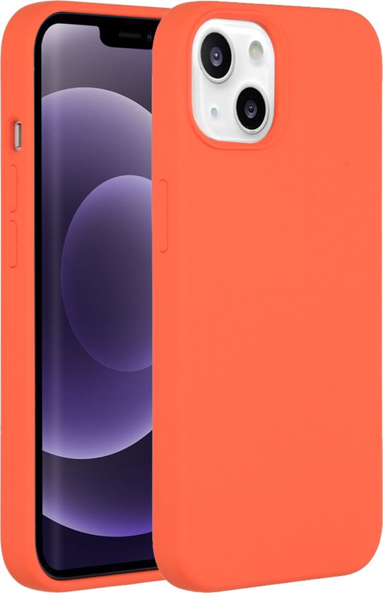Accezz Hoesje Geschikt voor iPhone 13 Hoesje Siliconen - Accezz Liquid Silicone Backcover - oranje