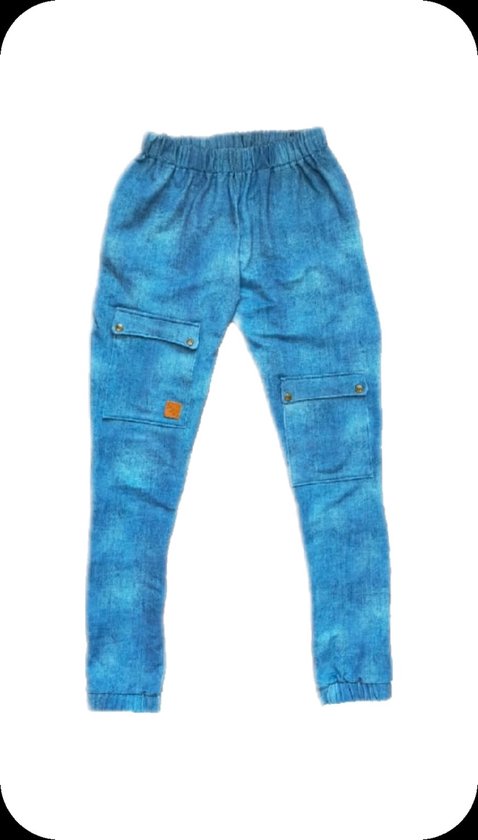 Broek jeans wijd hel blauw 15 cm langer