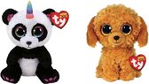Ty - Knuffel - Beanie Boo's - Paris Panda & Golden Doodle Dog