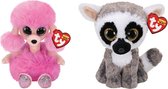 Ty - Knuffel - Beanie Boo's - Camilla Poodle & Linus Lemur