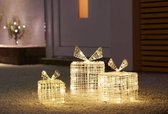Nampook SET van 3 verlichte Geschenkdozen - 40 LED - 20 cm Hoog
