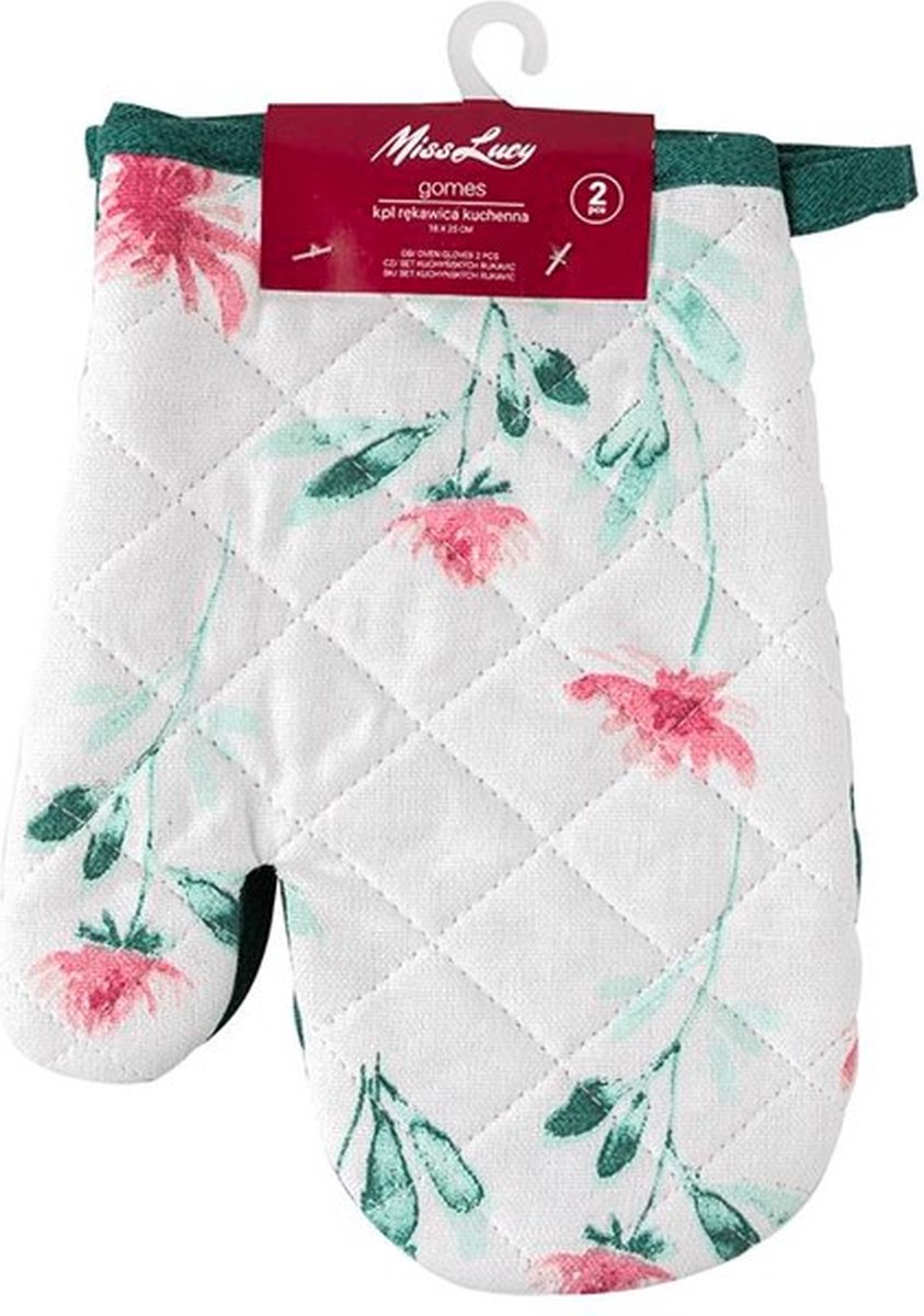 Miss Lucy Gomes set van 2 ovenwanten - Ovenhandschoenen - Keuken textiel - Keukenhandschoen - Groen