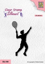 SIL100 Nellie Snellen clearstamp - Silhouette stamp sport tennis player - stempel tennisspeler - tenissen