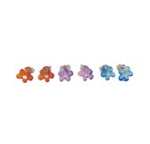 Bloem oorbellen - Set met 3 paar - Blauw, paars, oranje - 8 Milimeter - Damesdingetjes