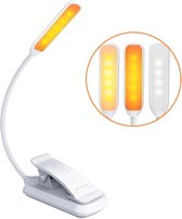bestberry® Leeslampje 2.1 met Klem voor Boek - Amber Led – Filtert Blauw Licht – Verbetert Slaap - Oplaadbaar - 3 Lichtkleuren - Dimbaar - Flexibel – Kinderen - Inclusief USB kabel