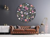 Textirieur Muurcirkel Dibond Kleurrijke bloemen 80CM