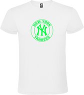 Wit T-Shirt met “ New York Yankees “ logo Neon Groen Size XXL