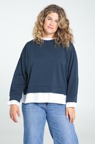 Paprika Dames Sweater in tricot met popelinedetail - T-shirt - Maat 48