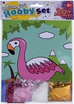 flamingo tekening met glitter 21 cm