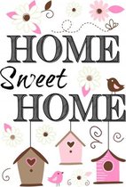 muursticker Home Sweet Home wit/roze 15 stuks