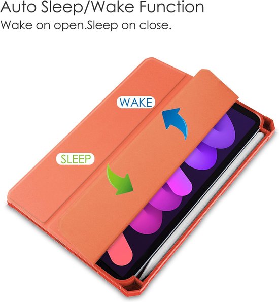 Case2go - Étui pour tablette adapté à l'iPad Mini 6 (2021) - 8,3 pouces - Étui transparent - Couverture arrière à trois volets - Oranje