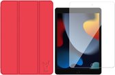 Hoesje geschikt voor iPad 2021 - 10.2 inch - Book Case Rood - Screenprotector - Trifold
