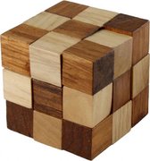 breinbreker IQ puzzel Kubus 8 cm hout bruin