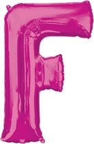 folieballon letter F 53 x 81 cm roze