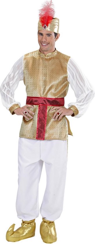 Widmann - 1001 Nacht & Arabisch & Midden-Oosten Kostuum - Rijke Sultan - Man - Wit / Beige, Goud - Large - Carnavalskleding - Verkleedkleding