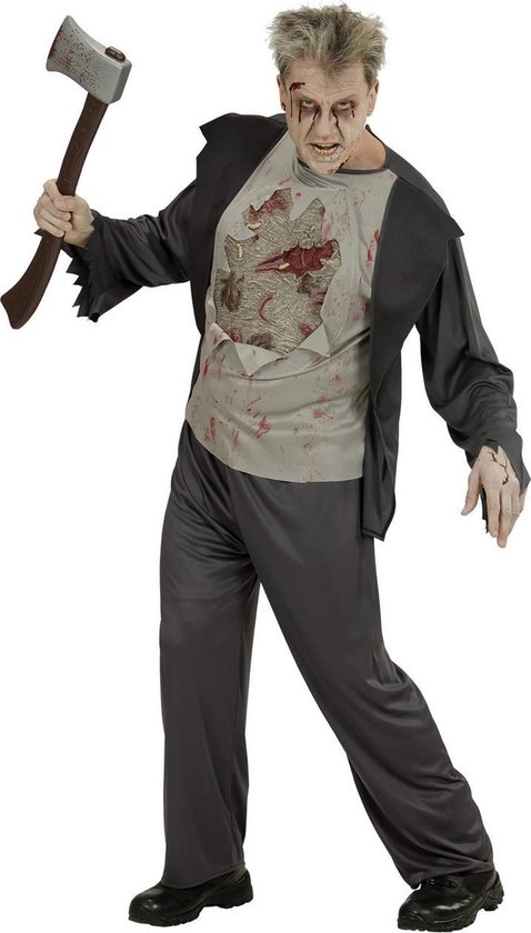 Widmann - Zombie Kostuum - Zombie Mark - Man - Grijs - Small - Halloween - Verkleedkleding