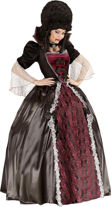 Widmann - Vampier & Dracula Kostuum - Miss Reina Vampiress - Vrouw - Rood, Zwart - Medium - Halloween - Verkleedkleding