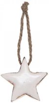 Kersthanger Ster - witte kleur -  op te hangen - lengte 5,5 x breedte 3 x hoogte 5,5cm - 6 stuks