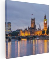 Artaza Canvas Schilderij London Big Ben en Westminster Brug - 70x70 - Foto Op Canvas - Canvas Print