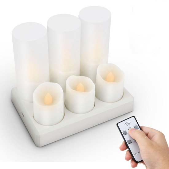 LED Tea Light - Oplaadbare kaarsen - Afstandbediening met timer- LED met... | bol.com