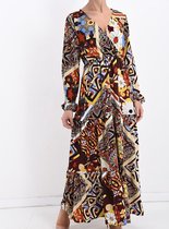 Maxi Jurk met All-Over Print, Jurk met Overslag V-hals.