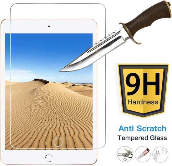 Screenprotector voor tablet met 9H hardheid, anti-kras, gehard glas. Met mes en sleutels.