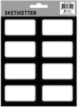 etiketten papier zwart/wit 24 stuks