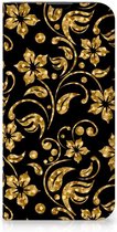 Bookcase Cadeau voor Oma Geschikt voor iPhone 13 Pro Telefoonhoesje Gouden Bloemen