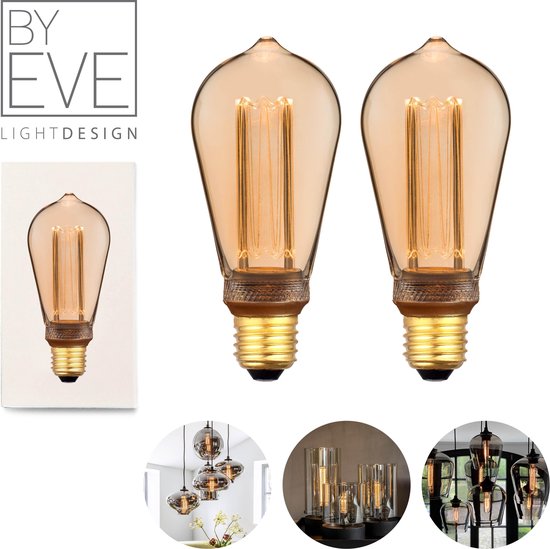 deugd Convergeren breuk BY EVE ST64 LED Filament - 2 stuks - Champagne - Sfeerverlichting -  Glasvezel -... | bol.com